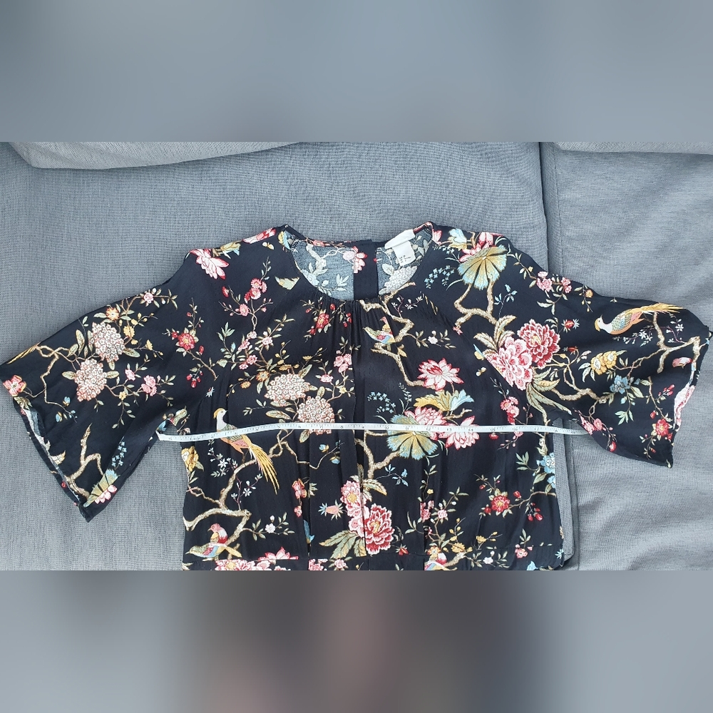 GP & J Baker X H&M Tea Dress Midi Black Flowers Oriental Collab uk10 us6 - Picture 10 of 14